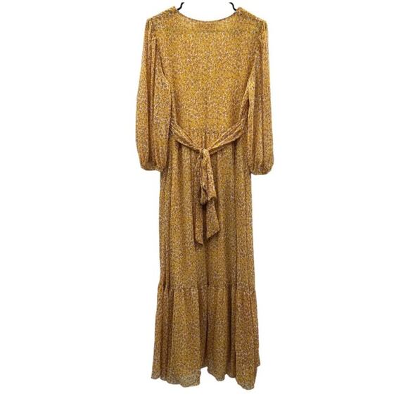 Modcloth Traffic People Perk Things Up Yellow Printed 3/4 Sleeve Maxi Dress Sz L - Picture 5 of 10